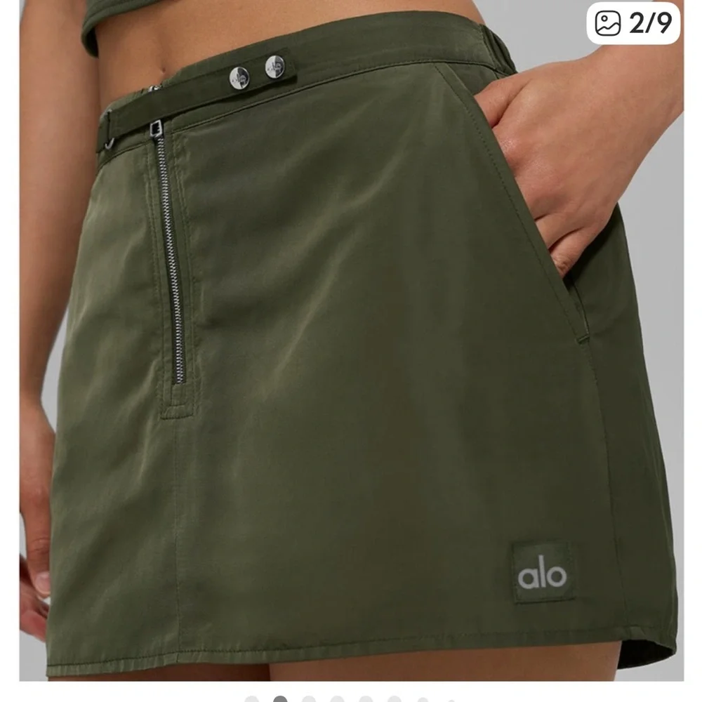 NWT ALO Yoga Green olive Mini Skirt